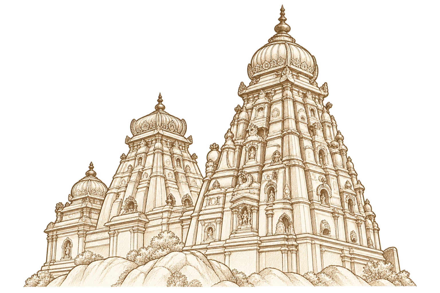 temple line art decoration